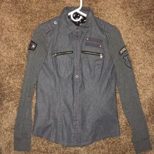 Denim and cotton button down